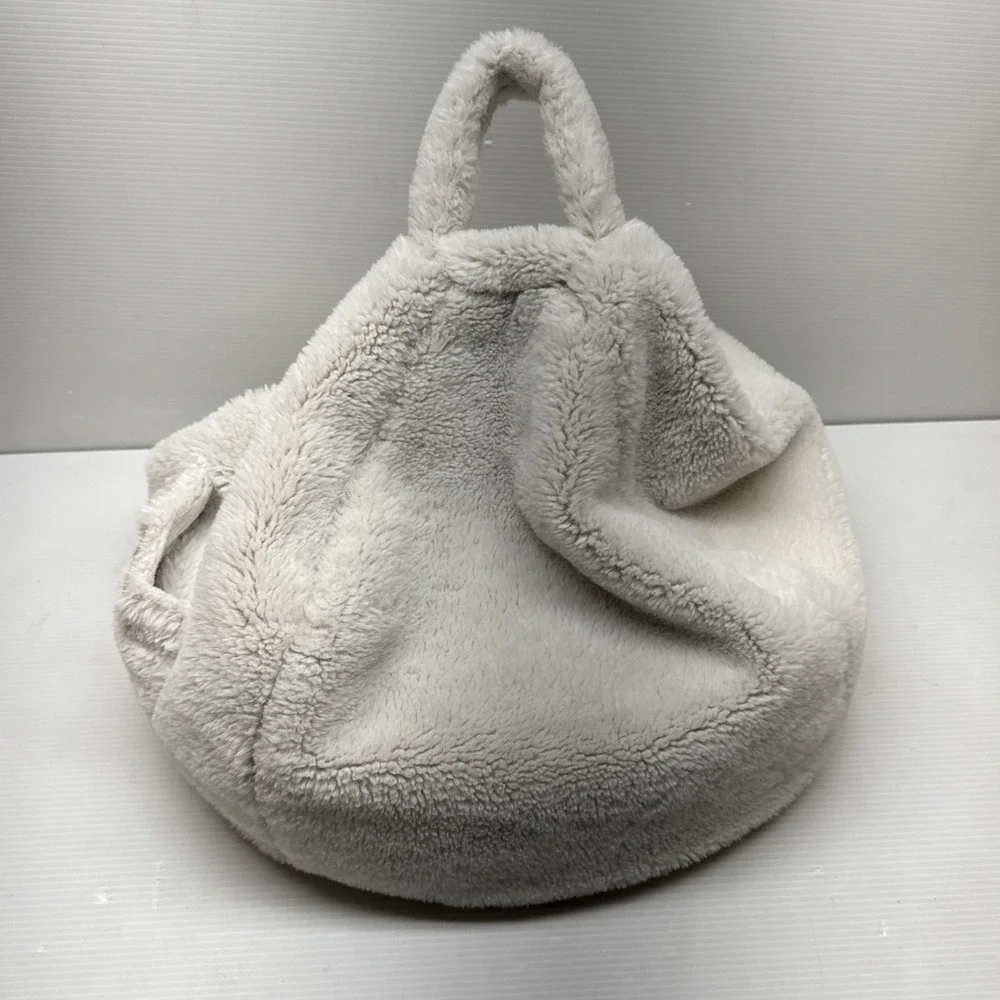UGG Faux Fur BEANBAG Off White Mini PILLOW Laptop Tablet HOLDER Poof POCKET Pouf